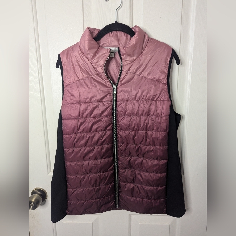 Christopher and Banks Women's Large Purple Ombre Puffer Vest Pockets Full Zipper